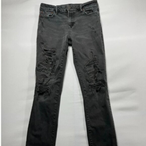 American Eagle Men's Distressed Slim Fit Gray Denim Jeans - Picture 1 of 5